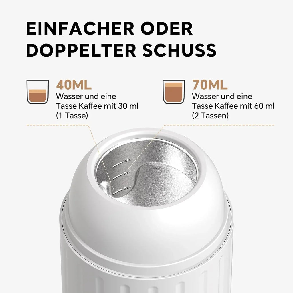 Caffeine & Co Portable Electric Espresso Machine Travel Coffee Maker for Camping, Car Self-Heating with Ground Coffee & NS Capsule