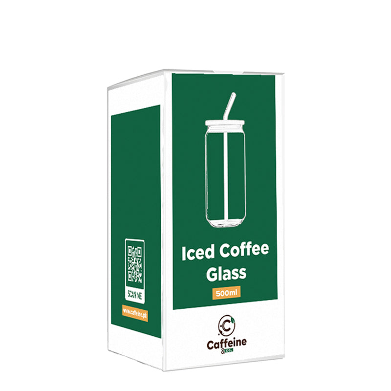 Caffeine & Co Ice Coffee Glass with Lid & Straw