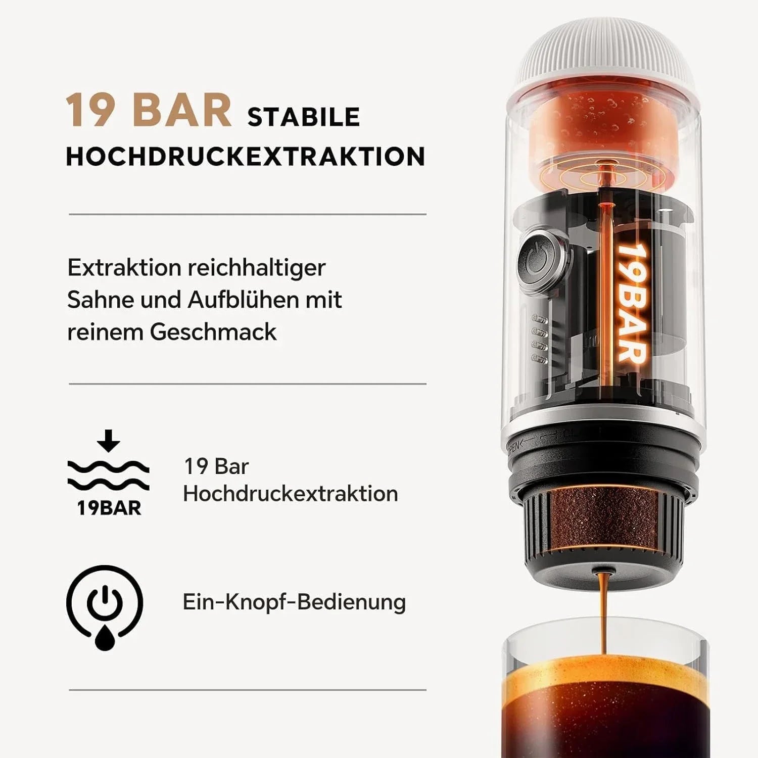 Caffeine & Co Portable Electric Espresso Machine Travel Coffee Maker for Camping, Car Self-Heating with Ground Coffee & NS Capsule