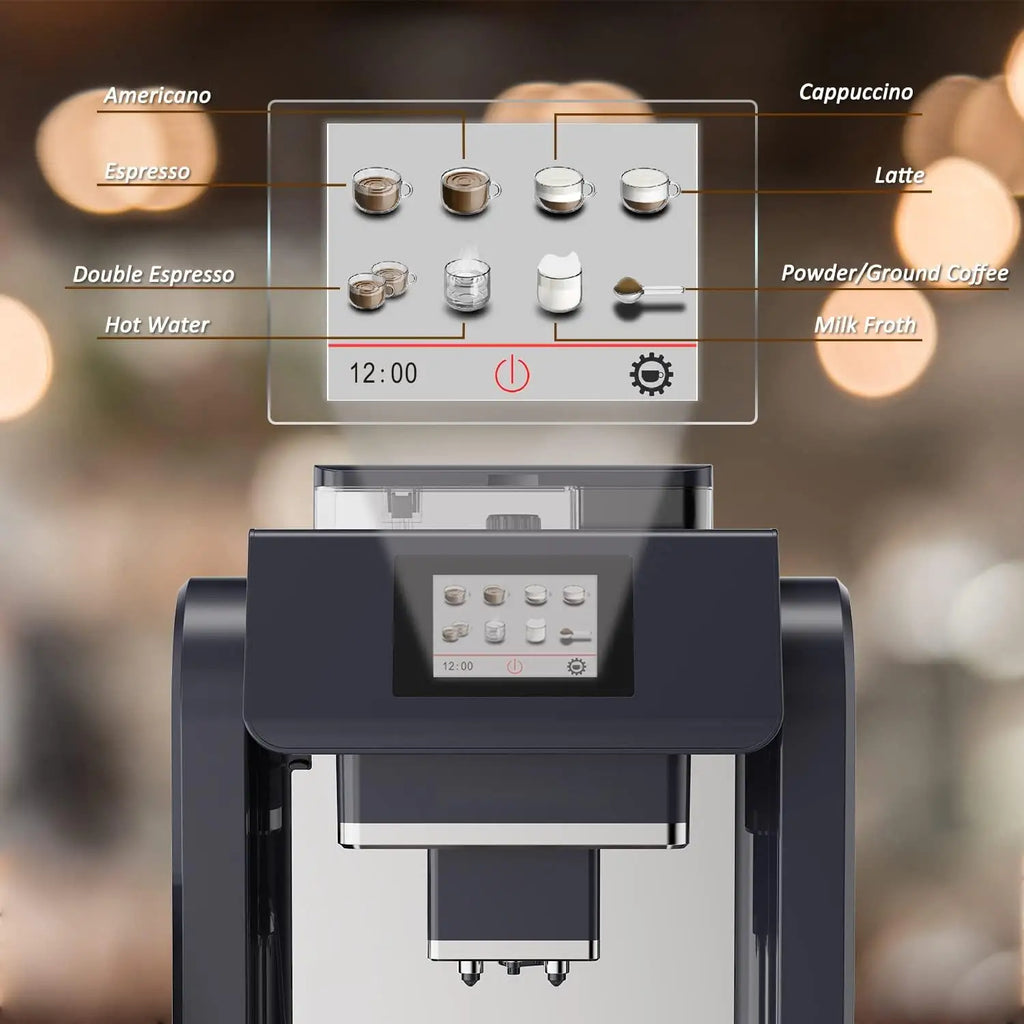 Caffeine & Co 19 Bar Pressure Pump Bean to Cup Commercial Fully Automatic Coffee Machine with Big Bean Container