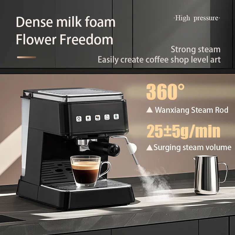 Caffeine & Co Italian Semi-automatic High Pressure Extraction Household Small Concentrated Steam Milk Foam Integrated Coffee Machine