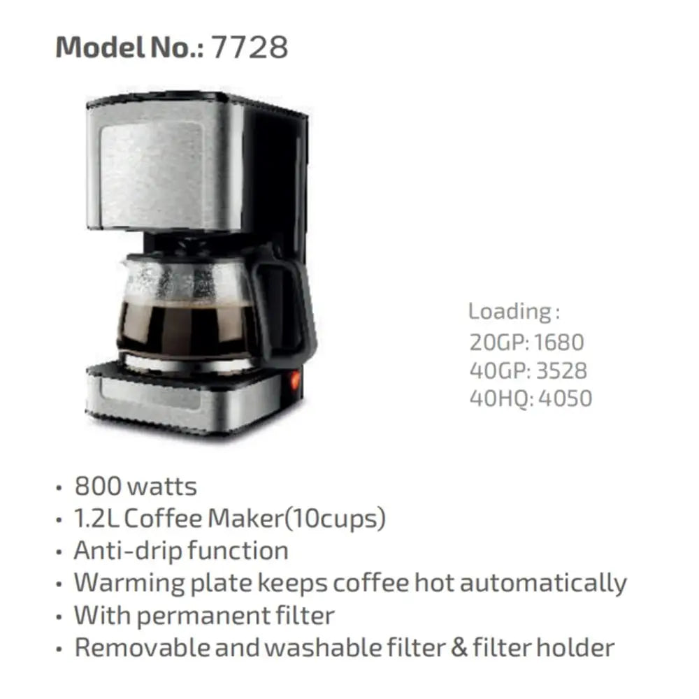 Caffeine & Co Electric Coffee Makers Machine Fully Automatic Drip Coffee Maker with 10-12 Cups